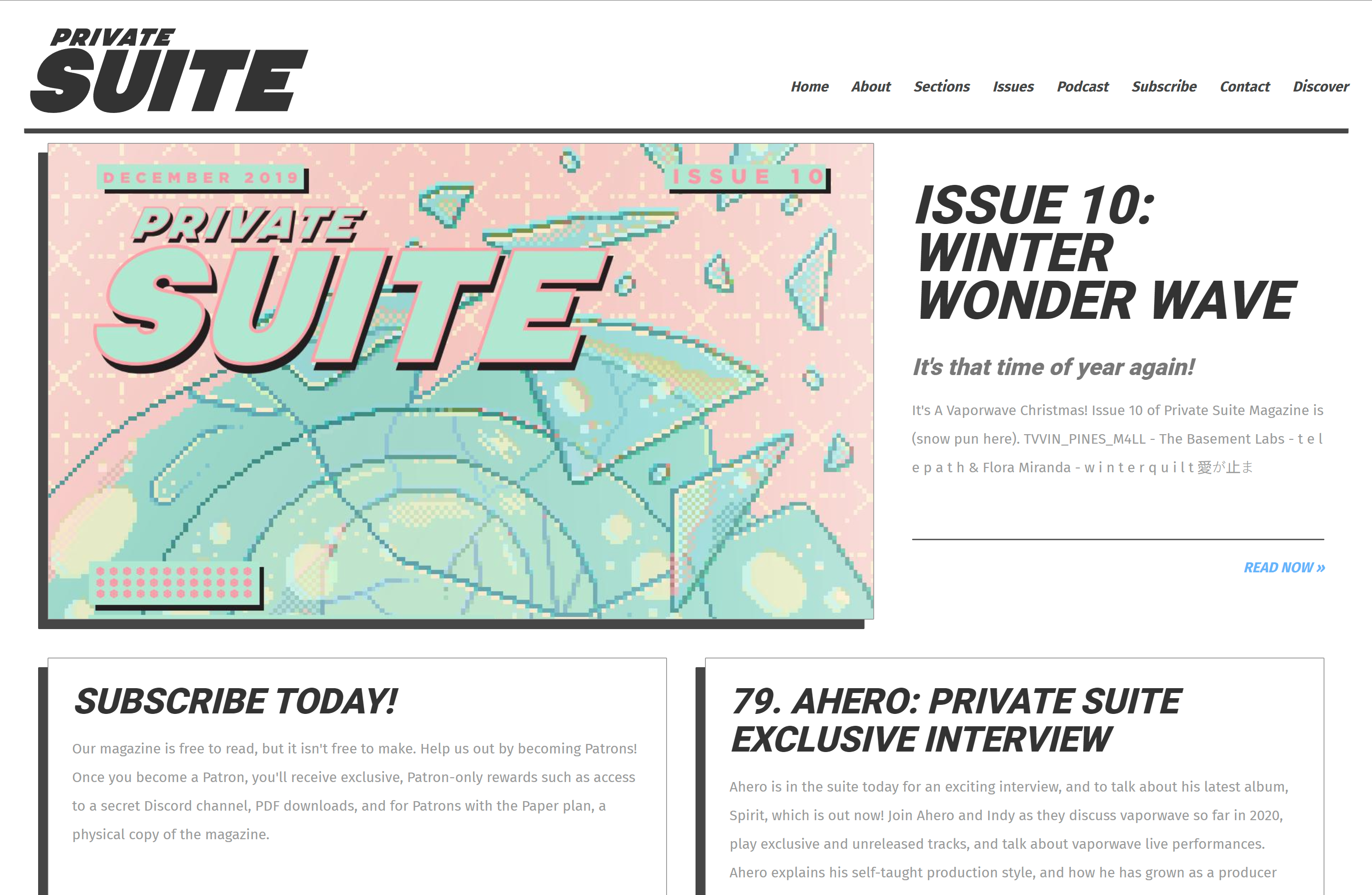 Private Suite homepage