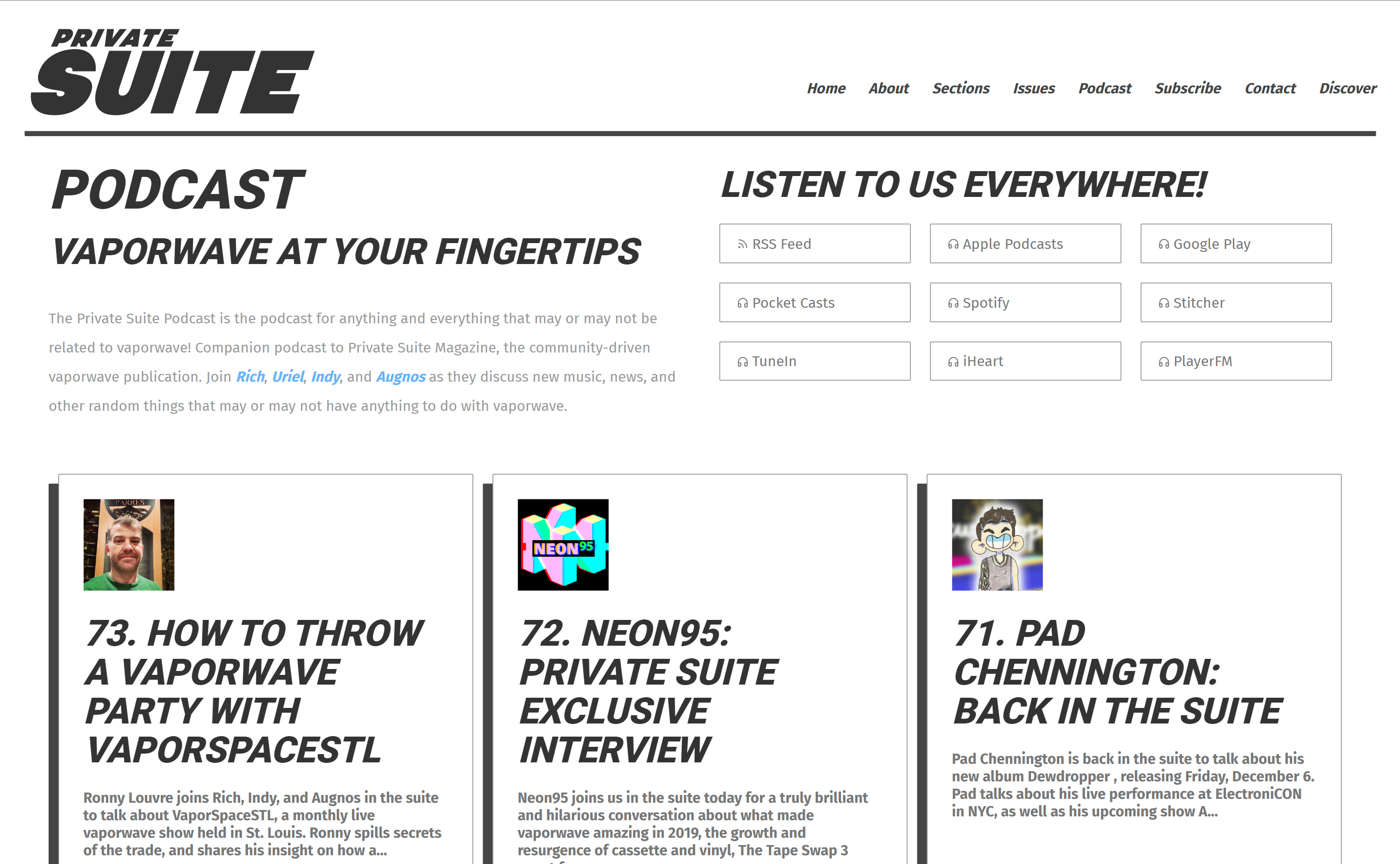 Private Suite podcast page