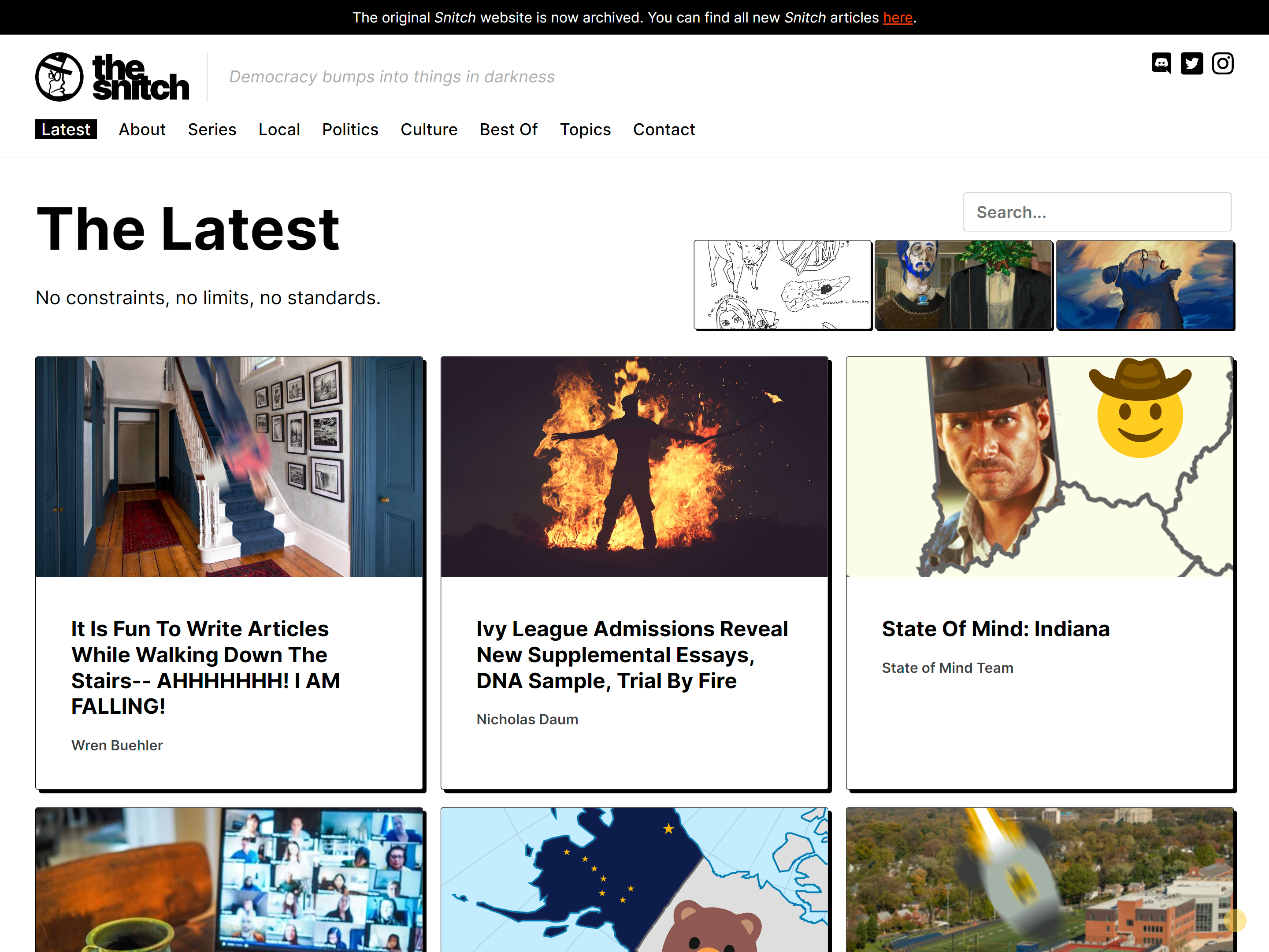 The Snitch homepage